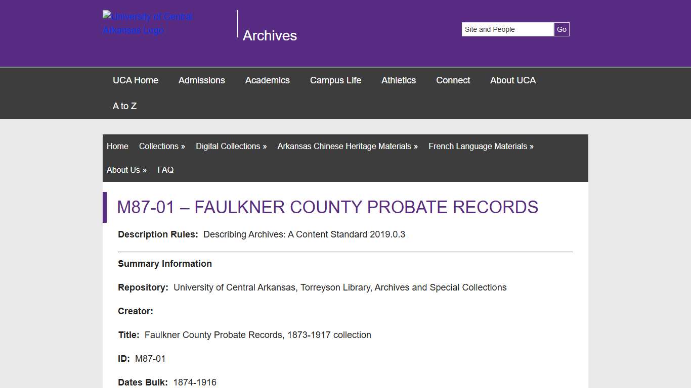 M87-01 – FAULKNER COUNTY PROBATE RECORDS — Archives