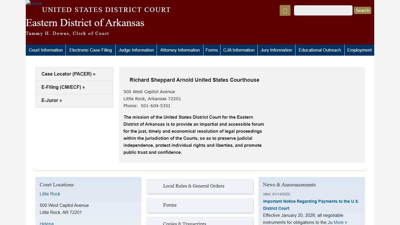 Eastern District of Arkansas | United States District Court